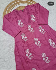 Cotton Pink Discharge Print Kurta 3pc set