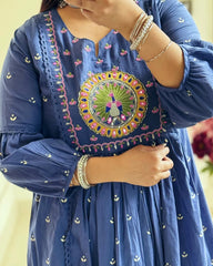 Royal Peacock Blue Anarkali Set