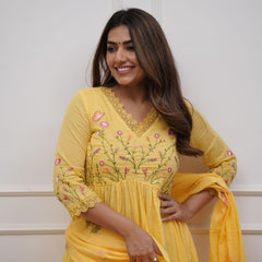 Elegance Draped in Yellow Anarkali
