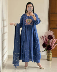 Royal Peacock Blue Anarkali Set