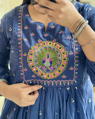 Royal Peacock Blue Anarkali Set