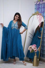 Royal Blue Sequence Embroidered Anarkali Kurti