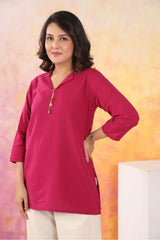 Berry Bloom wine cotton flex embroidered co-ord set ￼