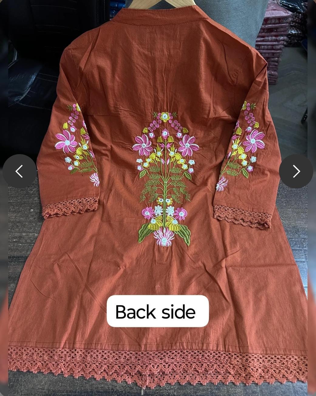 Embroidered Orange Cotton Co-Ord Set