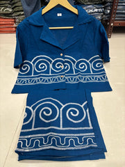 Women Blue Cotton Chic Embroidery Co-Ord Set